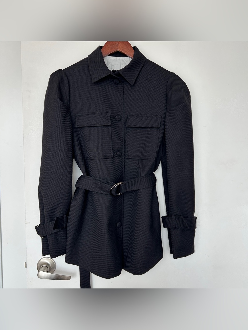 Black Tailored Belted Trench Jacket